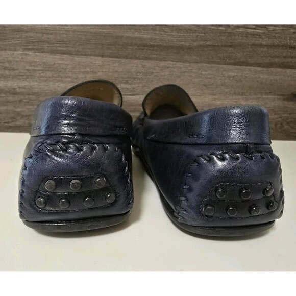 Donald J Pliner Mens Blue Leather Penny Loafers Size 13 Driving Shoes - Picture 3 of 8